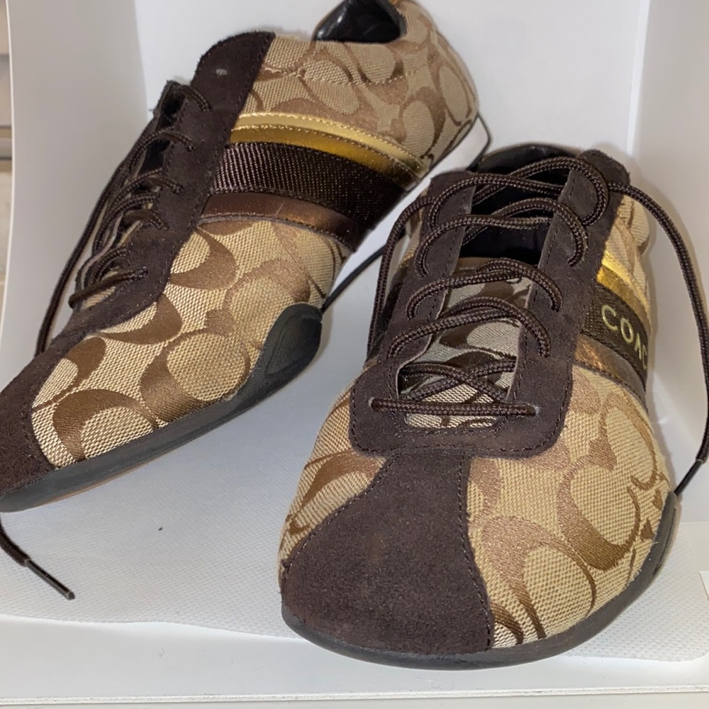 Coach Jayme Brown Canvas & Suede Tennis Shoes